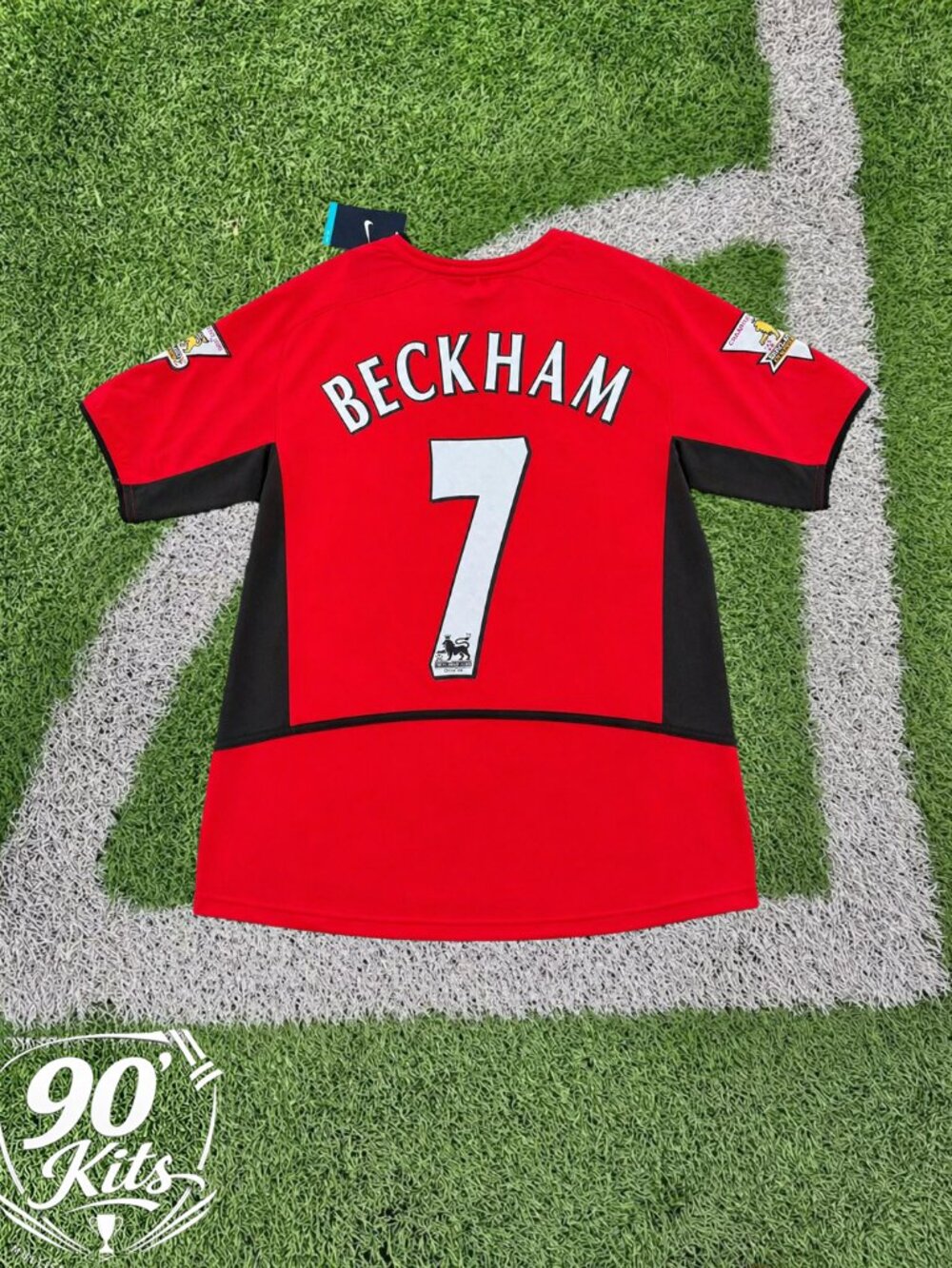 Beckham #7 Manchester 02 Retro Home Soccer Jersey Men’s Classic Red